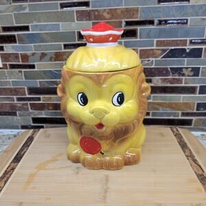 Vintage Lion King Cookie Jar, Red Lollipop Crown Japan